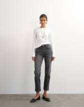 Topshop Orson mid rise comfort straight jean in washed black