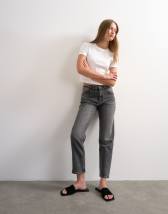 Topshop Orson mid rise comfort straight jean in washed grey