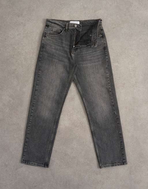 Topshop Orson mid rise comfort straight jean in washed grey, 6 of 7