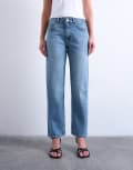 [Topshop] Topshop Orson mid rise comfort straight jeans in bleach-Blue W24 L32 Bleach