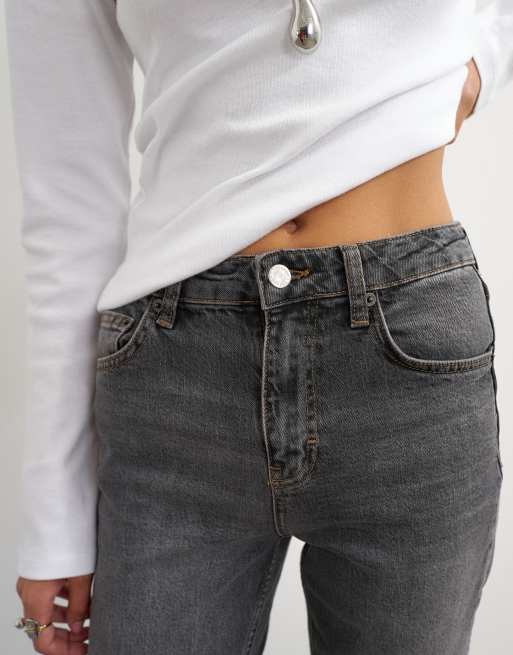 Topshop Orson mid-rise comfort straight jeans in washed black, 2 of 5