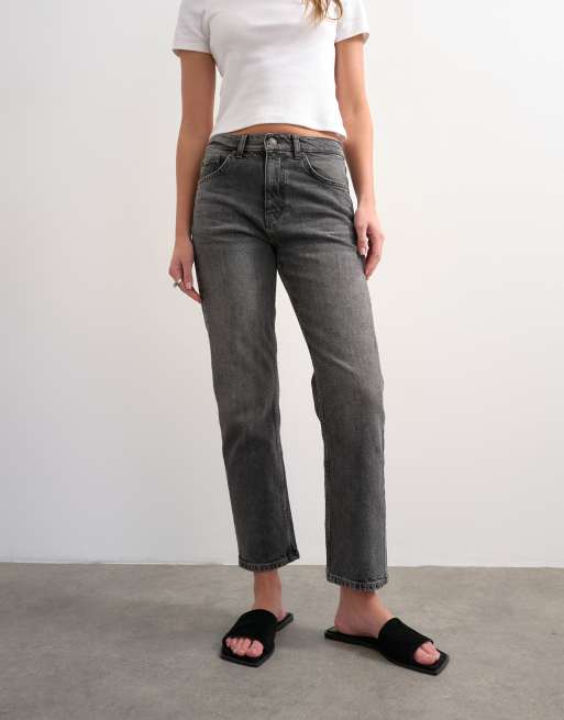Topshop Orson mid rise comfort straight jeans in washed grey, 2 of 7