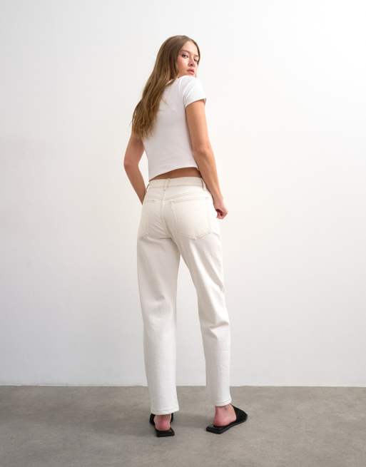 Topshop Orson mid rise comfort straight leg jeans in bone, 4 of 7