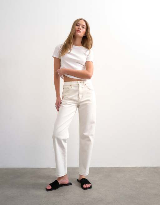 Topshop Orson mid rise comfort straight leg jeans in bone, 5 of 7