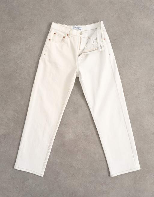 Topshop Orson mid rise comfort straight leg jeans in bone, 6 of 7