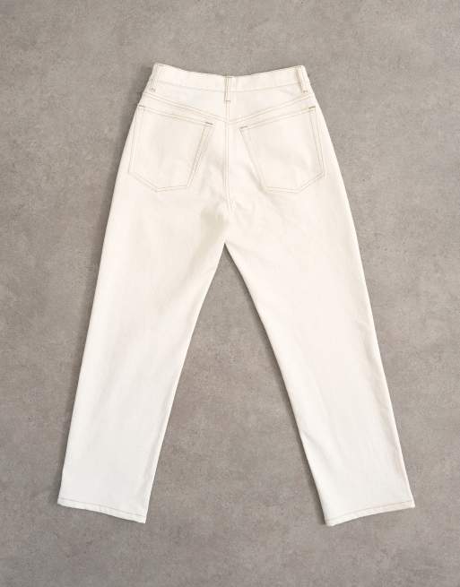 Topshop Orson mid rise comfort straight leg jeans in bone, 7 of 7