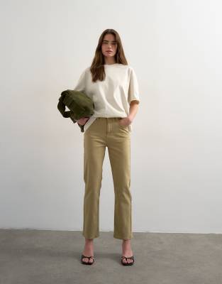 Topshop Orson Mid Rise Comfort Straight Leg Jeans In Neutral