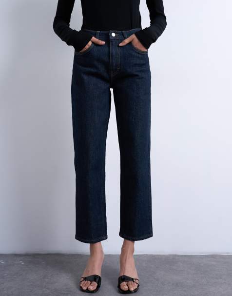 Topshop – Orson – Wygodne ciemnoniebieskie jeansy ze średnim stanem - view 1