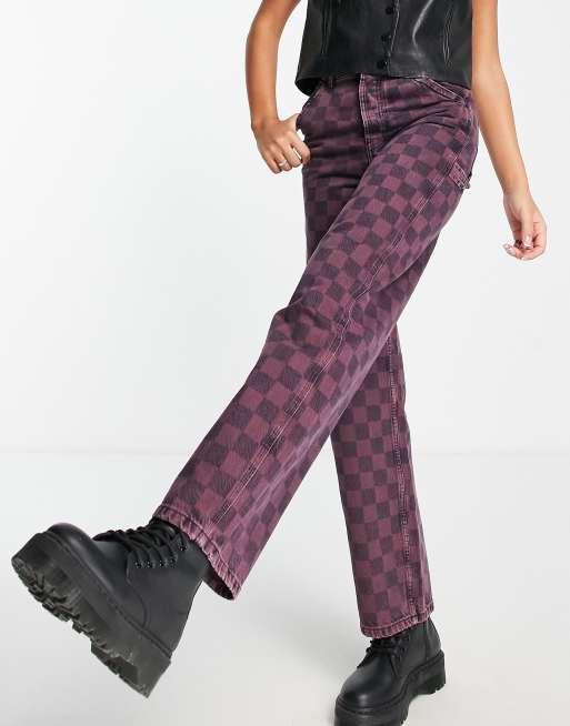 Checkered hot sale mom jeans