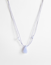 Topshop Ottie cord necklace with semi precious stones in light blue