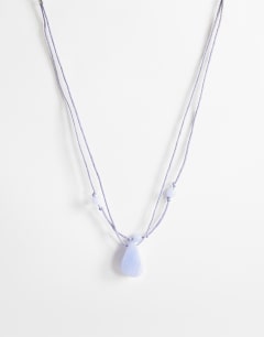 Ottie cord necklace with semi precious stones in light blue