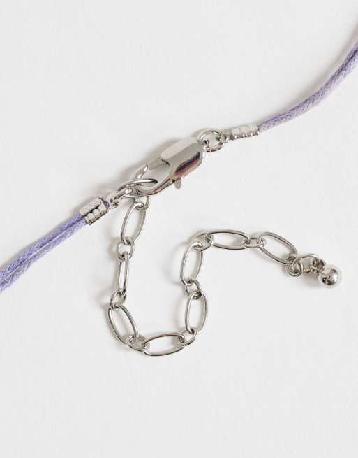 Topshop Ottie cord necklace with semi precious stones in light blue, 3 of 4