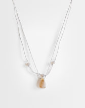 Topshop Ottie cord necklace with semi precious stones in light grey