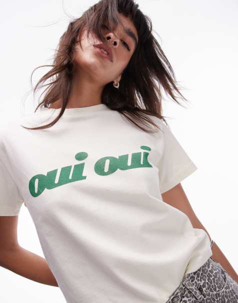 Topshop oui oui baby tee in cream