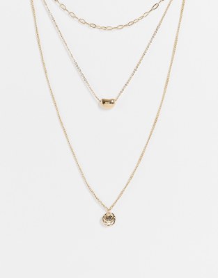 Topshop oval coin multirow necklace in gold