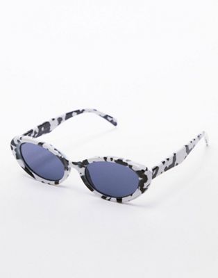 Topshop oval sunglasses in white