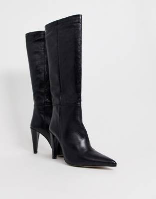 cone heel knee high boots