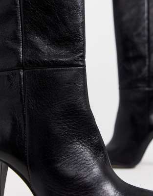 cone heel thigh high boots