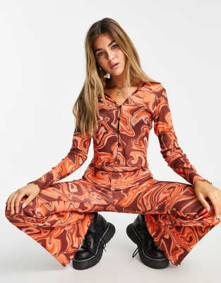 Topshop - Overhemd van mesh met swirlprint in multi