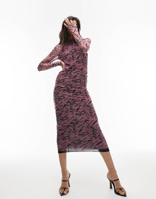 Topshop pink animal cheap print dress