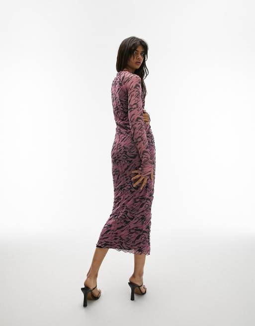 Pink leopard print cheap dress topshop