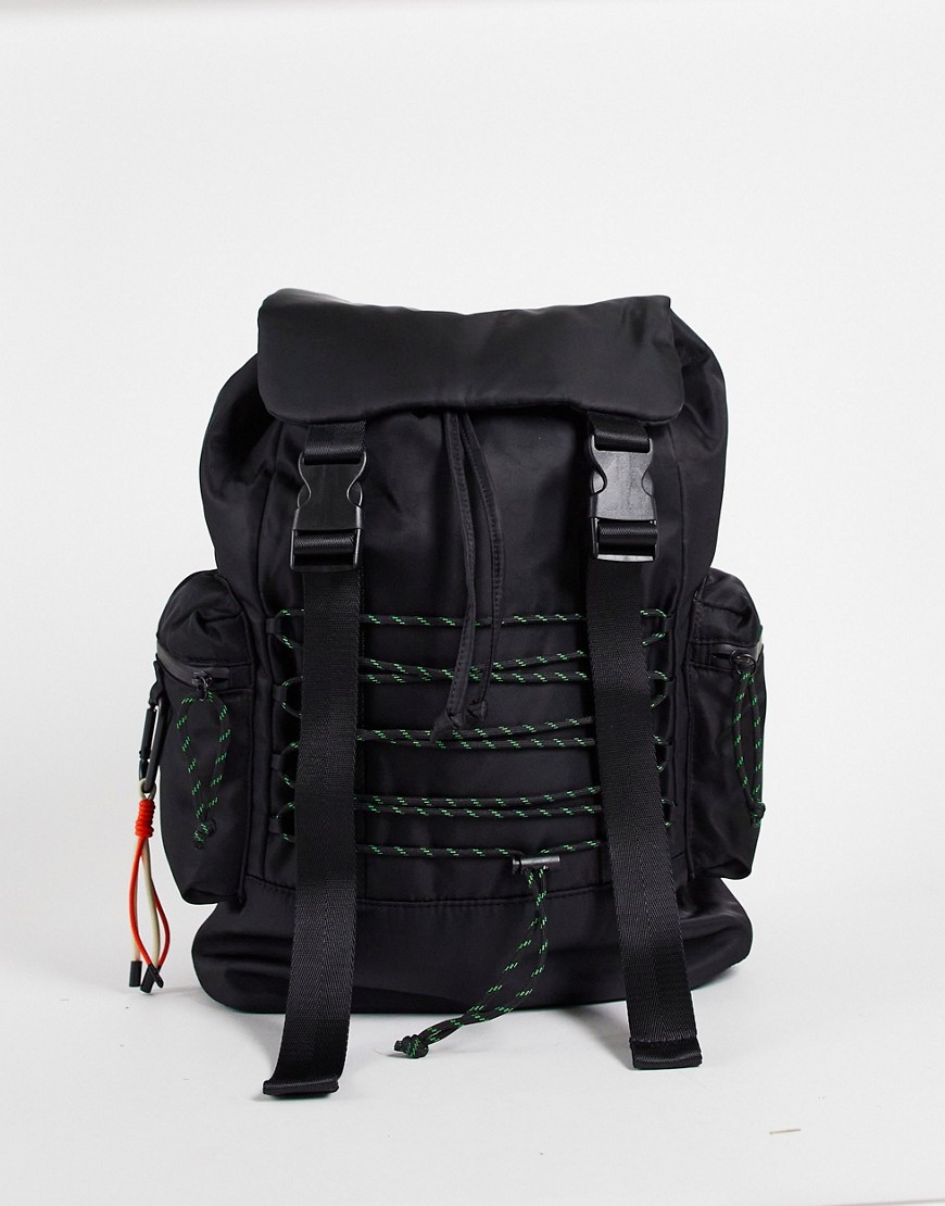 Topshop oversize bungee detail backpack-Black