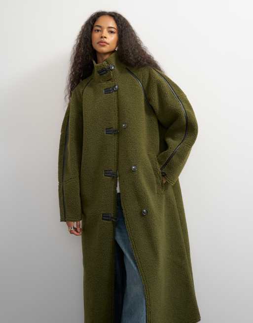 Topshop oversize długi płaszcz z kożuszkiem, 4 z 4