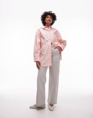 Topshop - Oversize-Hemd in Rosé-Rosa