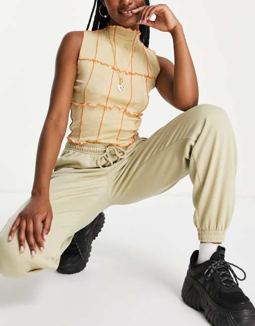 Topshop – Oversize-Jogginghose im Stil der 90er-Jahre in Salbeigrün