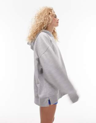 Topshop - Oversize-Kapuzenpullover aus hochwertigem Material in meliertem Grau