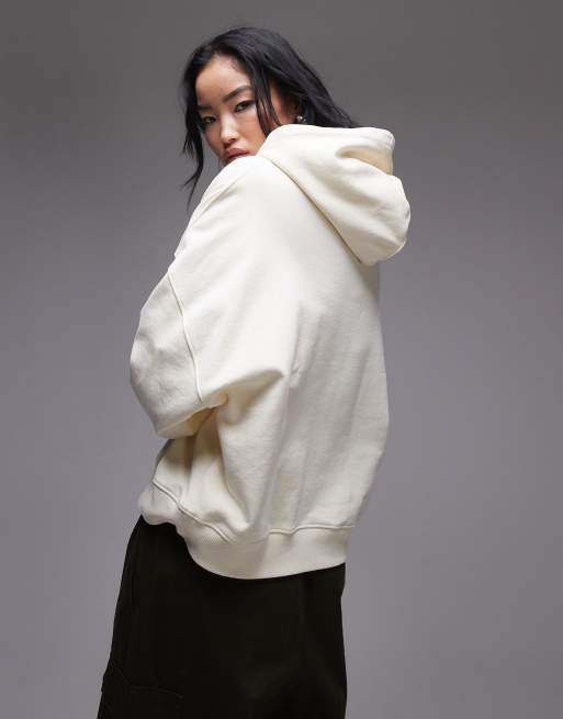 Topshop – Oversize-Kapuzenpullover in Ecru mit „Saint Moritz“-Grafik, 4 von 4