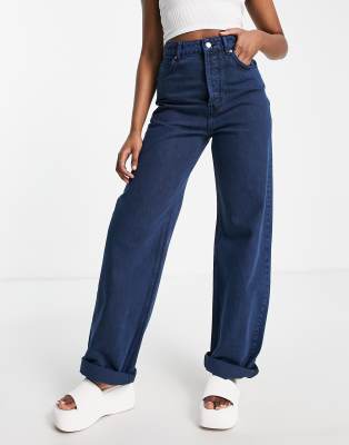 Topshop - Oversize-Mom-Jeans in Kobaltblau