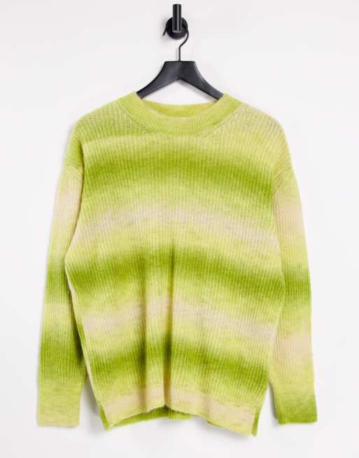 Topshop – Oversize-Pullover mit Batikmuster in Grün