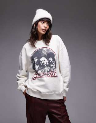 Topshop - Oversize-Sweatshirt mit lizenziertem „Blondie"-Grafikprint-Neutral