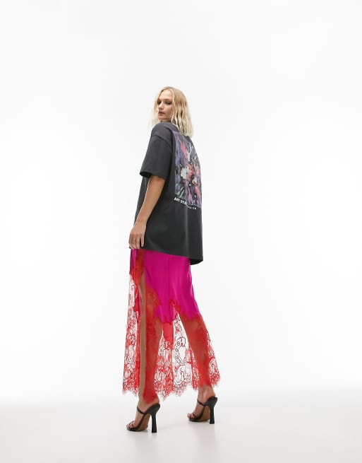 Topshop – Oversize-T-Shirt in Anthrazit mit „Art Studio“-Grafikprint