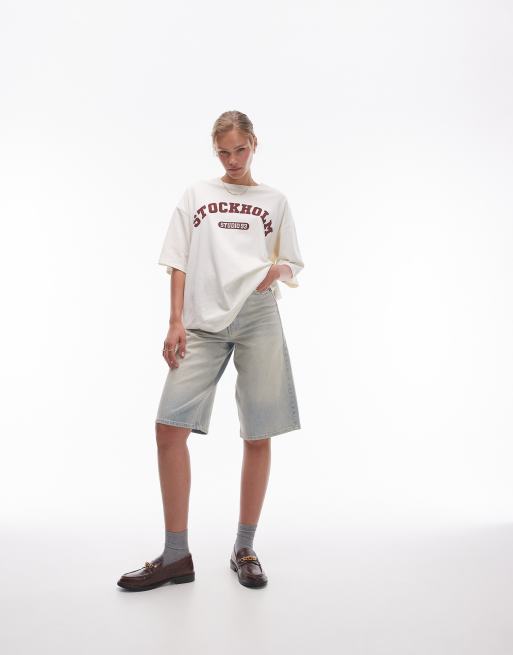Topshop – Oversize-T-Shirt in Ecru mit „Stockholm“-Grafik, 3 von 4