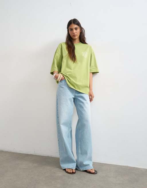 Topshop – Oversize-T-Shirt in Grün mit „La Villa Blanca“-Print, 3 von 4