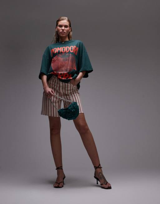 Topshop – Oversize-T-Shirt in Grün mit „Pomodori“-Grafikprint, 4 von 5