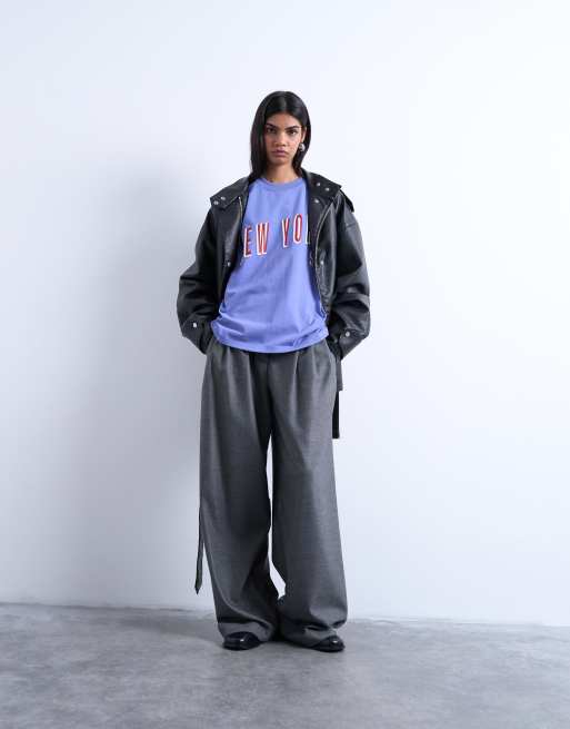 Topshop – Oversize-T-Shirt in Lila mit „New York“-Grafikprint, 2 von 4