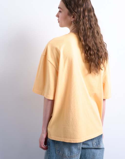 Topshop – Oversize-T-Shirt in Orange mit Blumen-Grafikprint, 4 von 4