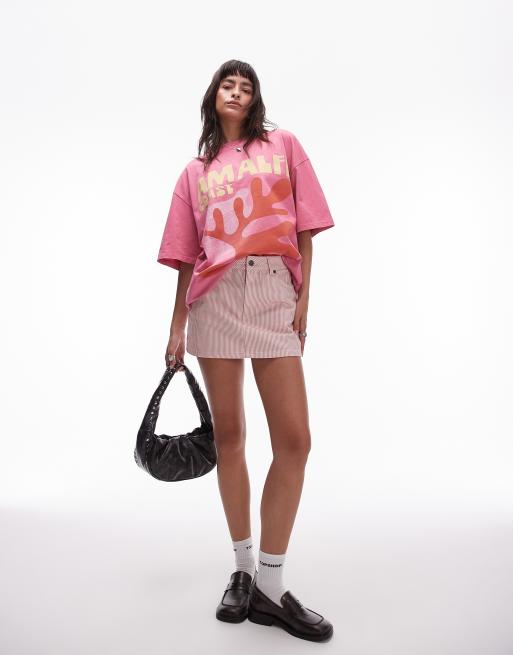 Topshop – Oversize-T-Shirt in Rosa mit Amalfi-Kunst-Grafik, 5 von 5
