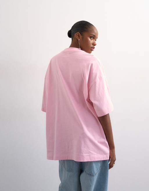 Topshop – Oversize-T-Shirt in Rosa mit überschnittener Schulter, 4 von 4
