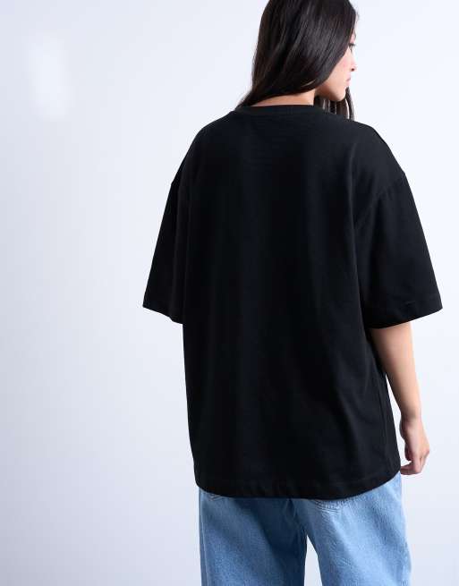 Topshop – Oversize-T-Shirt in Schwarz mit überschnittener Schulter, 3 von 4