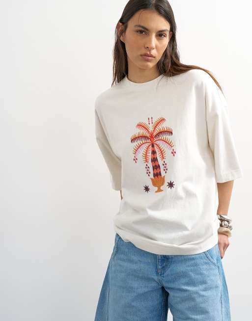 Topshop – Oversize-T-Shirt in Weiß mit „Paradiso“-Stickerei, 3 von 4