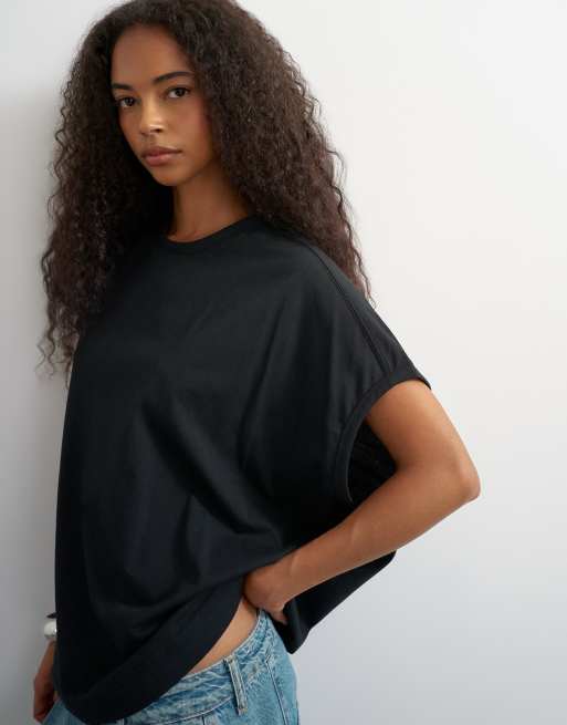 Topshop oversize tank circle tee w kolorze czarnym, 4 z 4