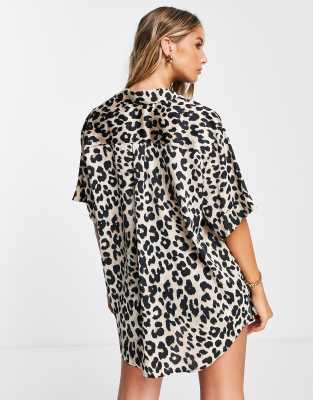 animal print satin shirt