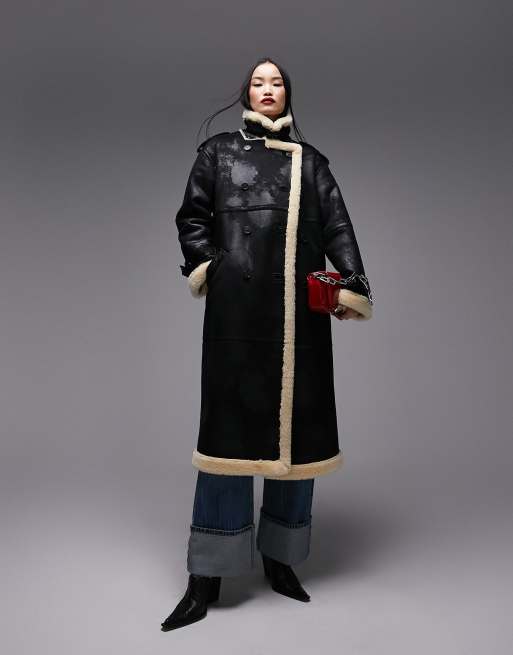 Topshop black borg coat new arrivals