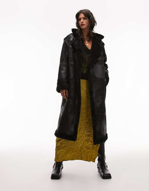 Topshop black borg coat on sale