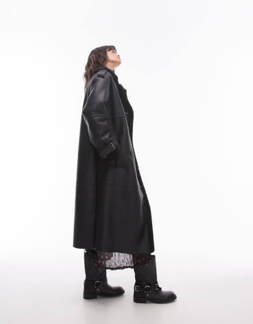 Topshop black and white coat discount
