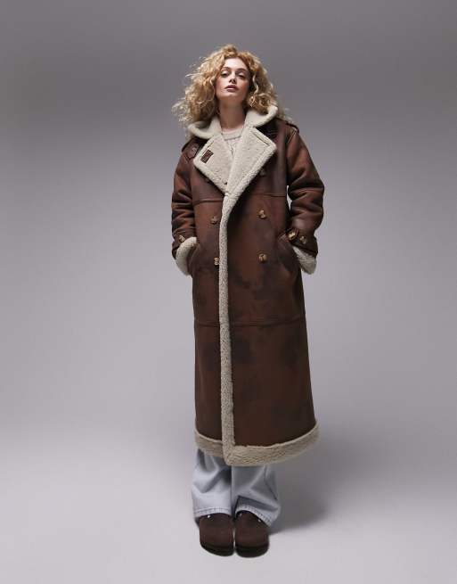 Topshop soft hot sale borg coat